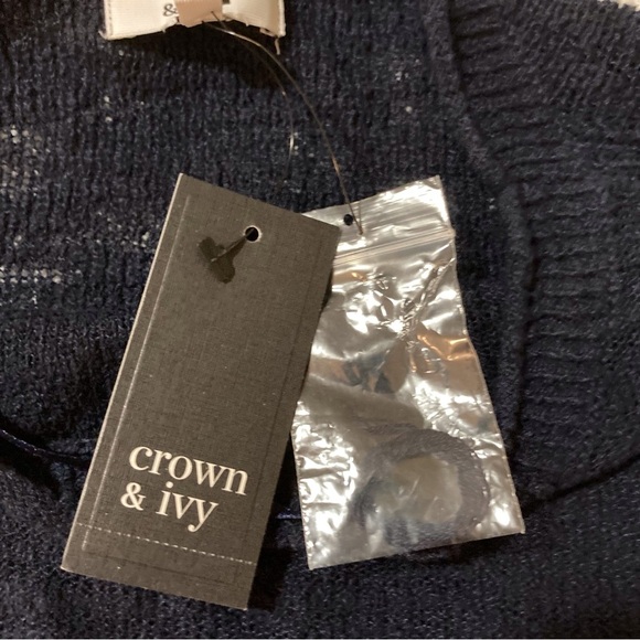 NWT Crown & Ivy Navy Blue Sweater | Size XS | Cotton & Nylon | Resort - Picture 7 of 8